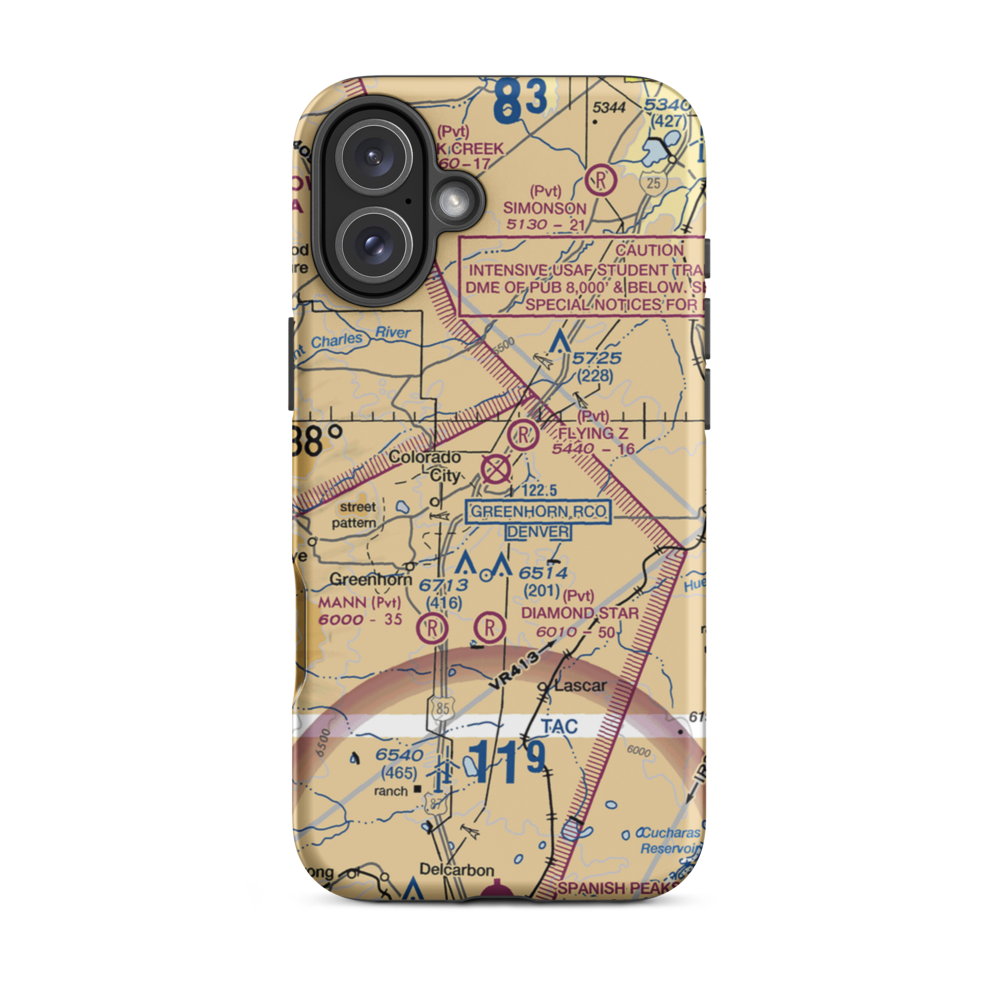 Greenhorn Valley Airport (CO22) VFR Sectional  Tough iPhone Case iPhone 16 Plus model shown