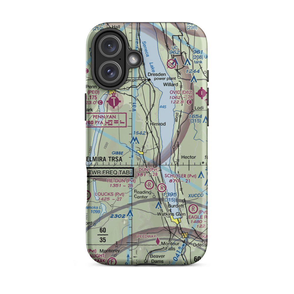 Greenlawn Farm Airport (38NY) VFR Sectional  Tough iPhone Case iPhone 16 Plus model shown