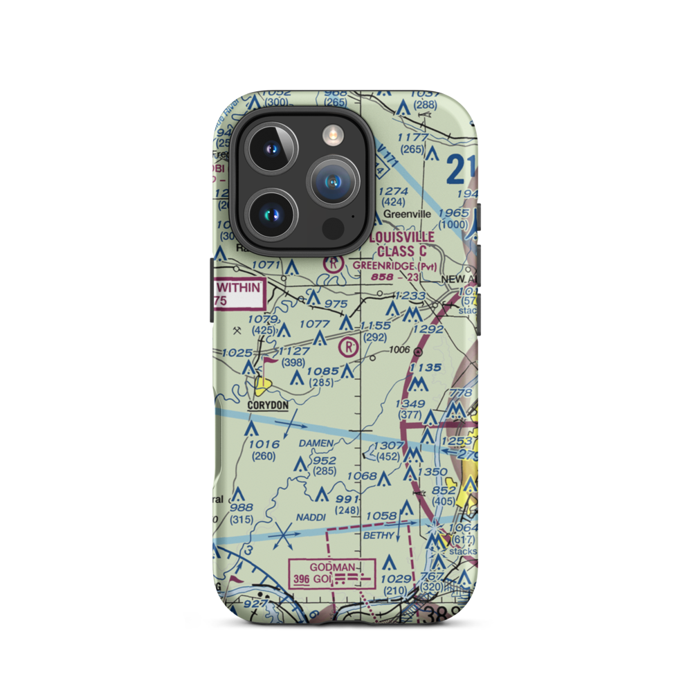 Greenridge RLA Restricted Landing Area (IN14) VFR Sectional  Tough iPhone Case iPhone 16 Pro model shown
