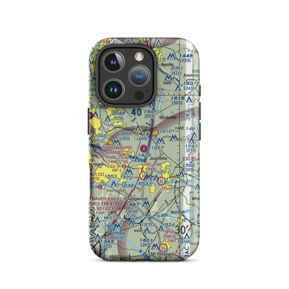 Greensburg Jeannette Regional Airport (5G8) VFR Sectional  Tough iPhone Case iPhone 16 Pro model shown