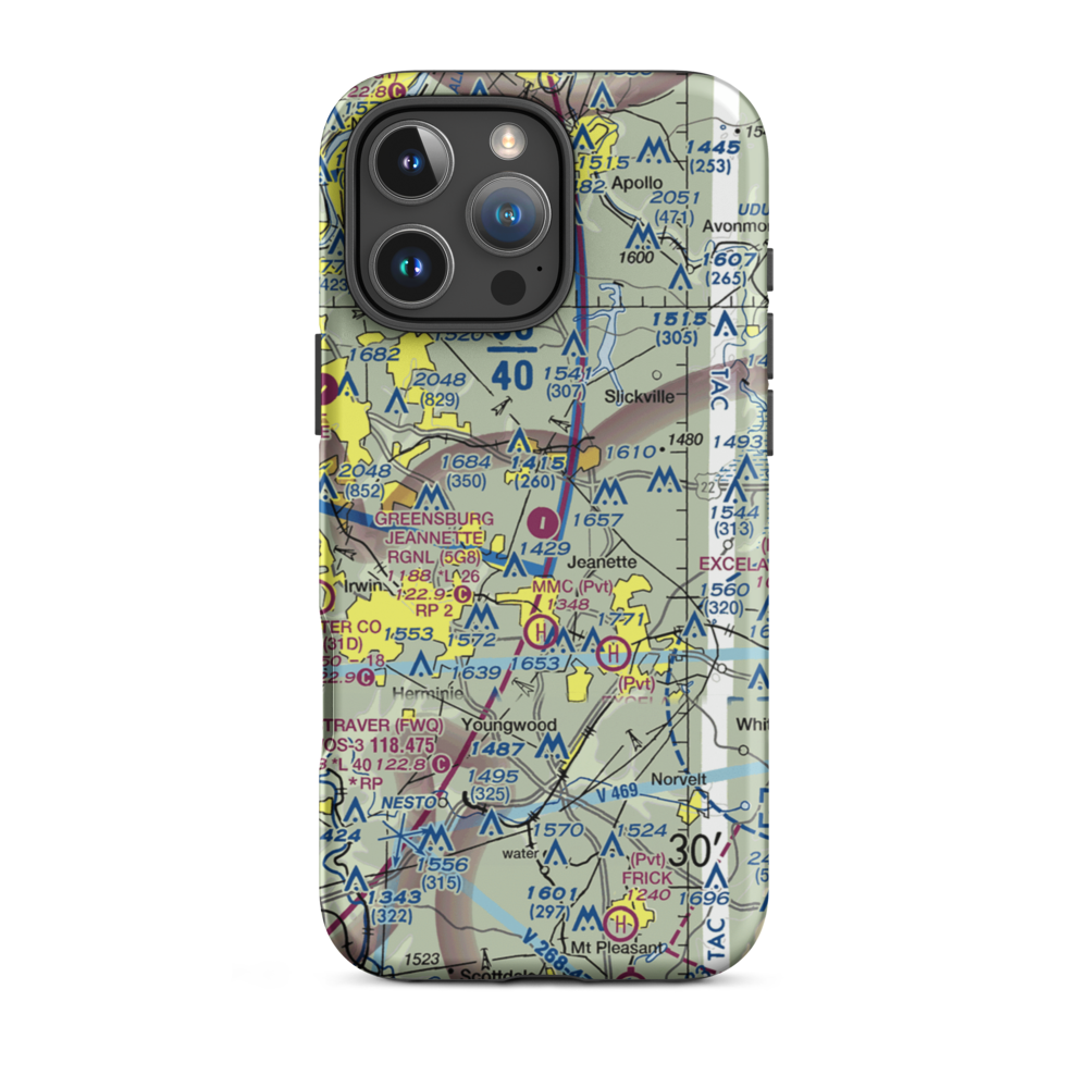 Greensburg Jeannette Regional Airport (5G8) VFR Sectional  Tough iPhone Case iPhone 16 Pro Max model shown