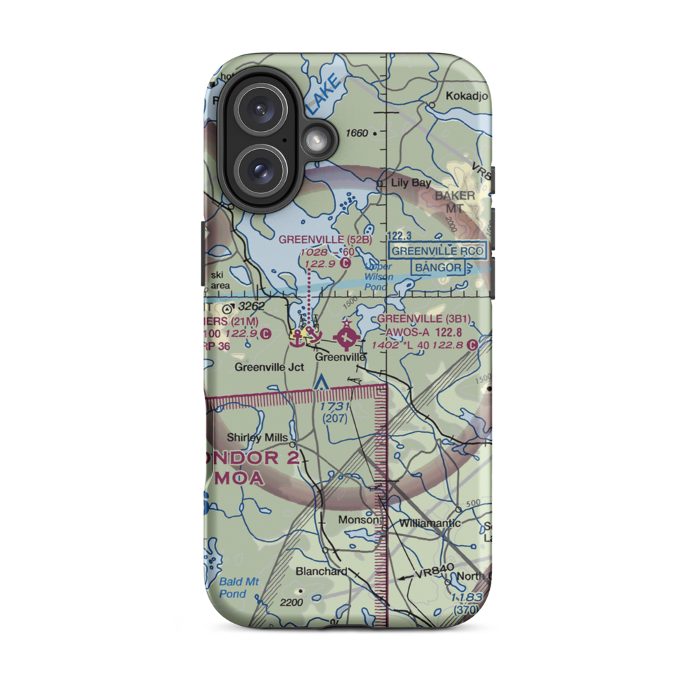 Greenville Municipal Airport (3B1) VFR Sectional  Tough iPhone Case iPhone 16 Plus model shown