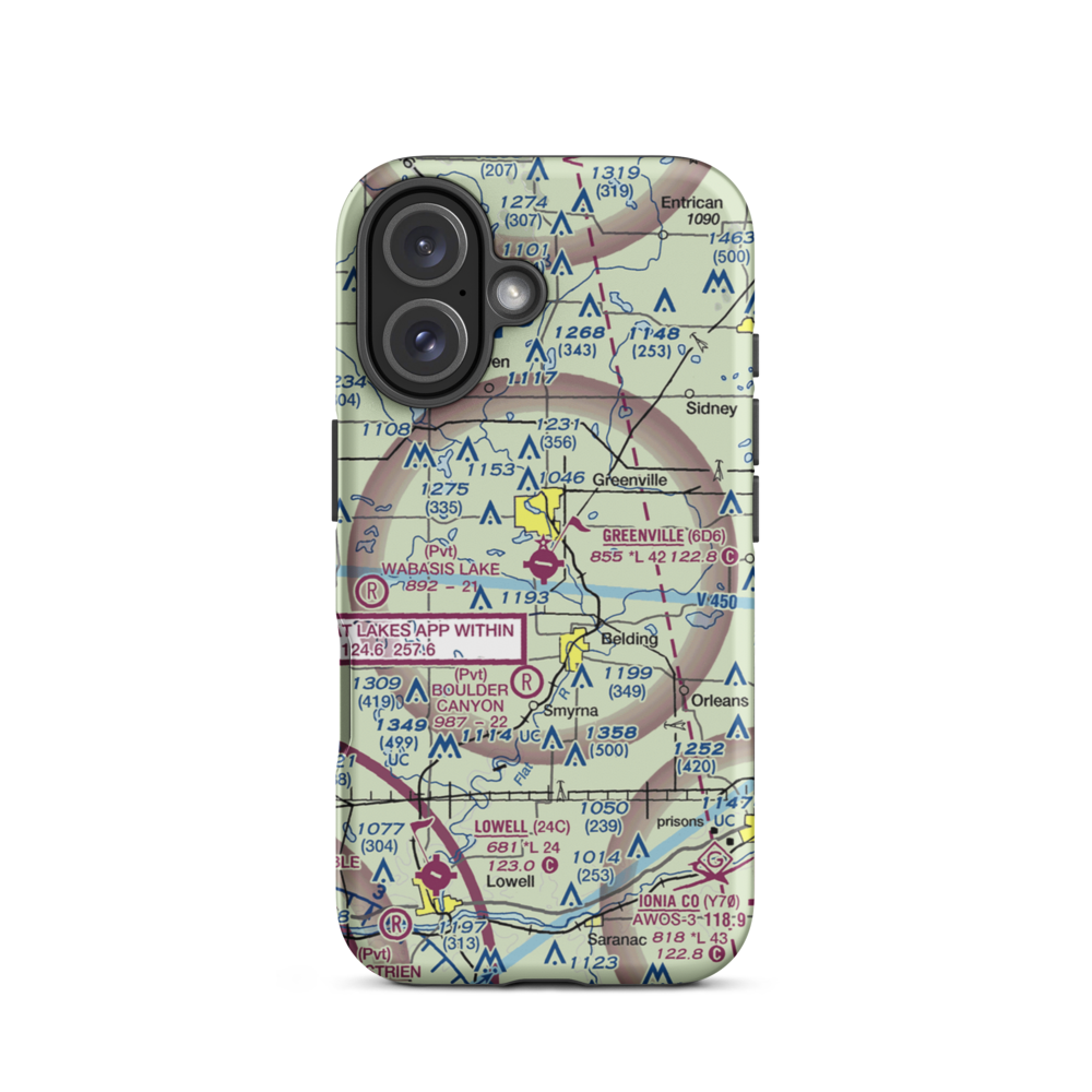 Greenville Municipal Airport (6D6) VFR Sectional  Tough iPhone Case iPhone 16 model shown