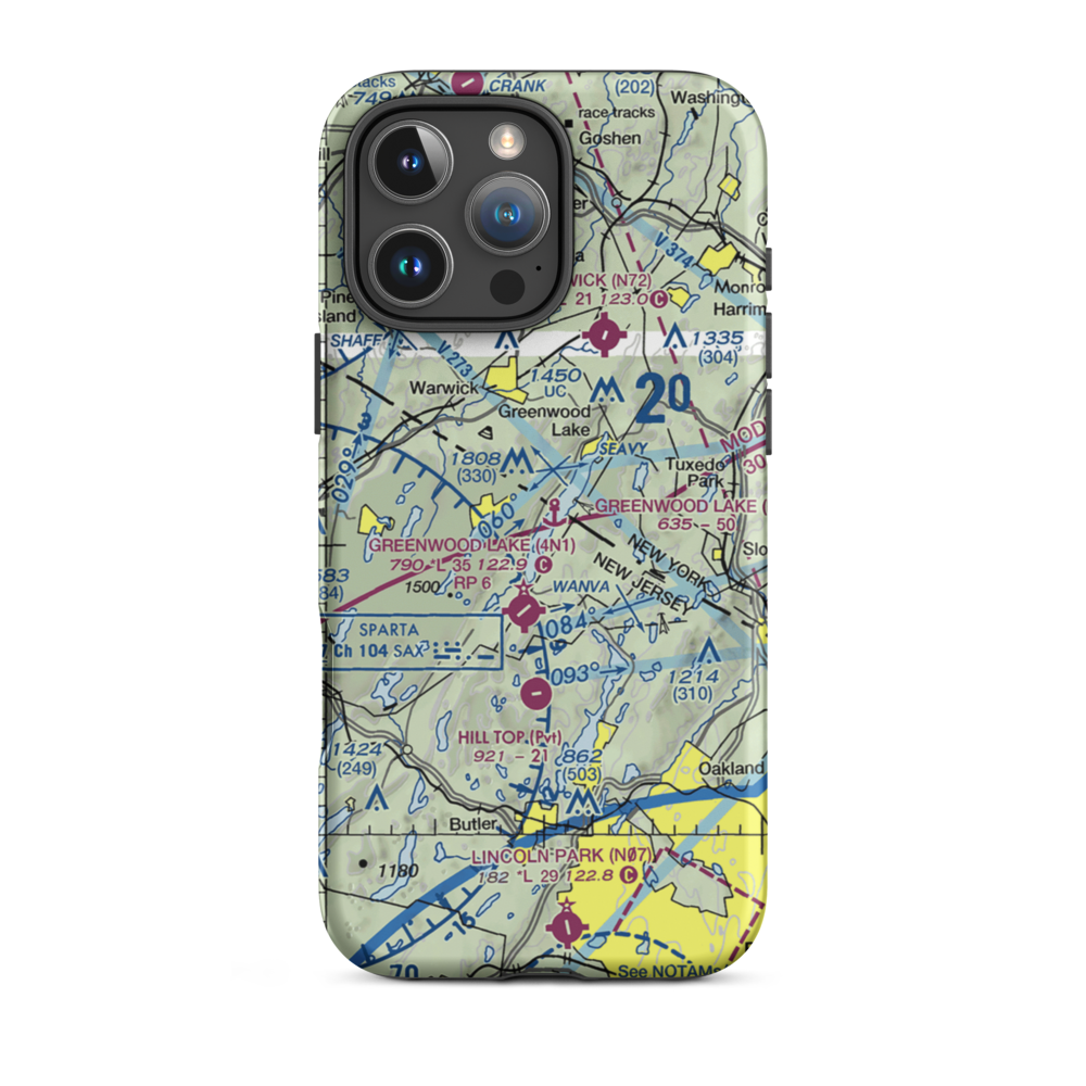 Greenwood Lake Seaplane Base (6NJ7) VFR Sectional  Tough iPhone Case iPhone 16 Pro Max model shown