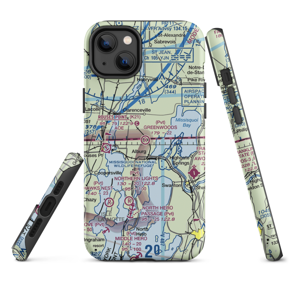Greenwoods Airfield (VT38) VFR Sectional  Tough iPhone Case iPhone 14 Plus model shown