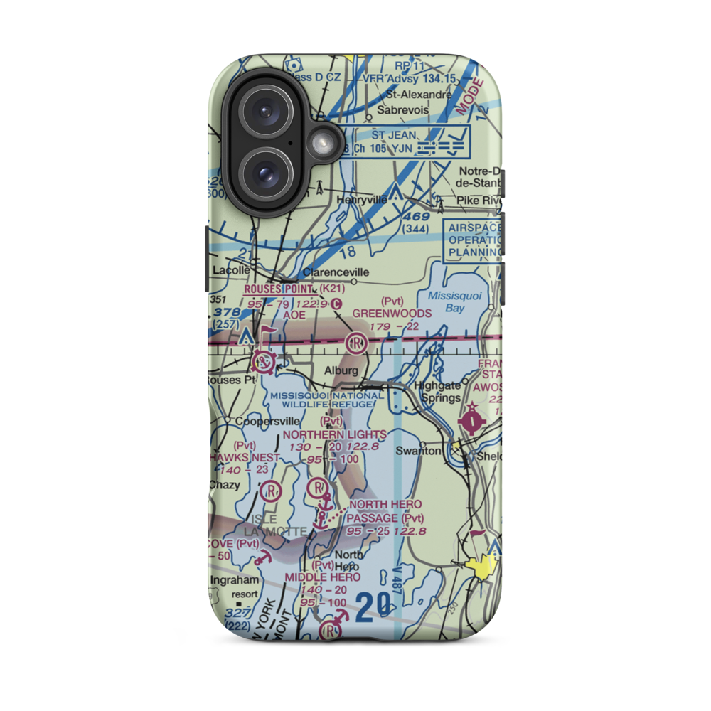 Greenwoods Airfield (VT38) VFR Sectional  Tough iPhone Case iPhone 16 Plus model shown