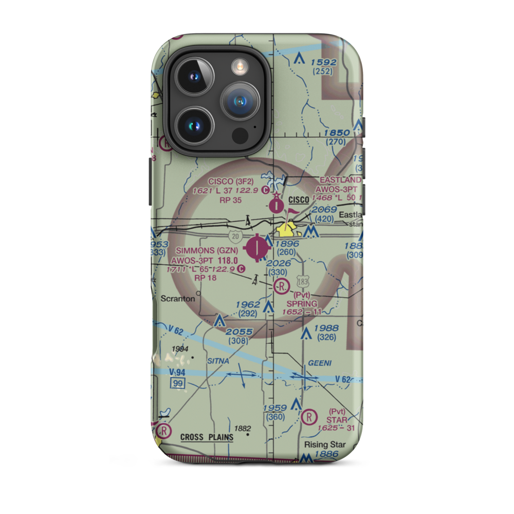 Gregory M. Simmons Memorial Airport (GZN) VFR Sectional  Tough iPhone Case iPhone 16 Pro Max model shown