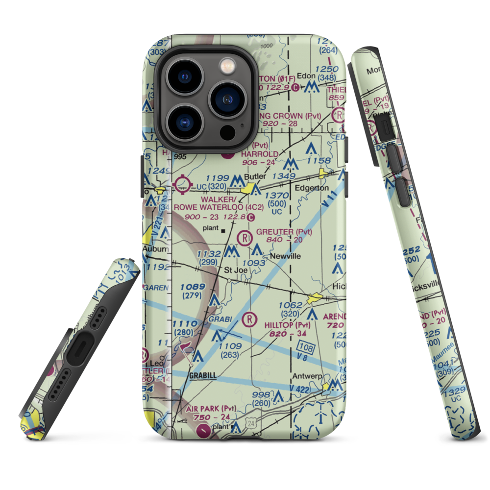 Greuter Field (69II) VFR Sectional  Tough iPhone Case iPhone 14 Pro Max model shown