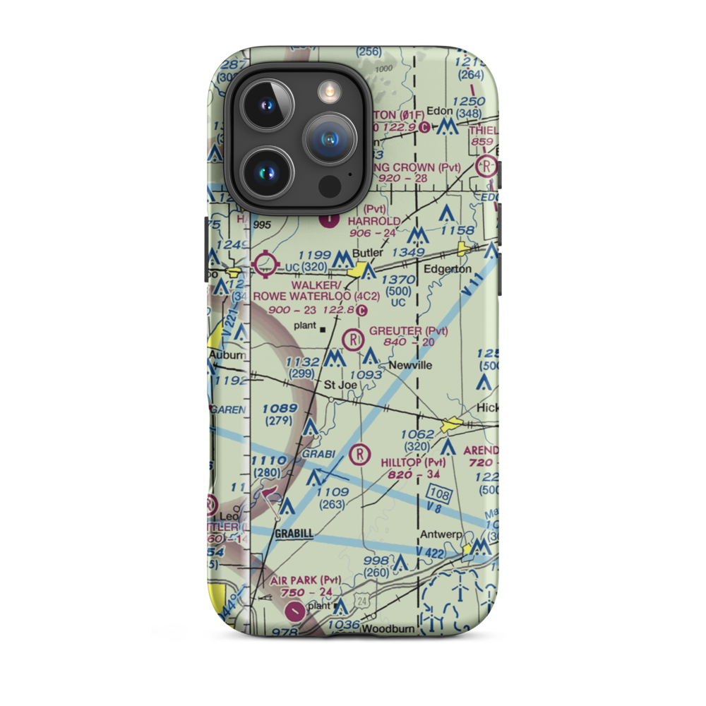 Greuter Field (69II) VFR Sectional  Tough iPhone Case iPhone 16 Pro Max model shown