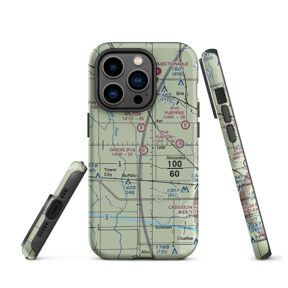 Grieve Airport (ND59) VFR Sectional  Tough iPhone Case iPhone 14 Pro model shown