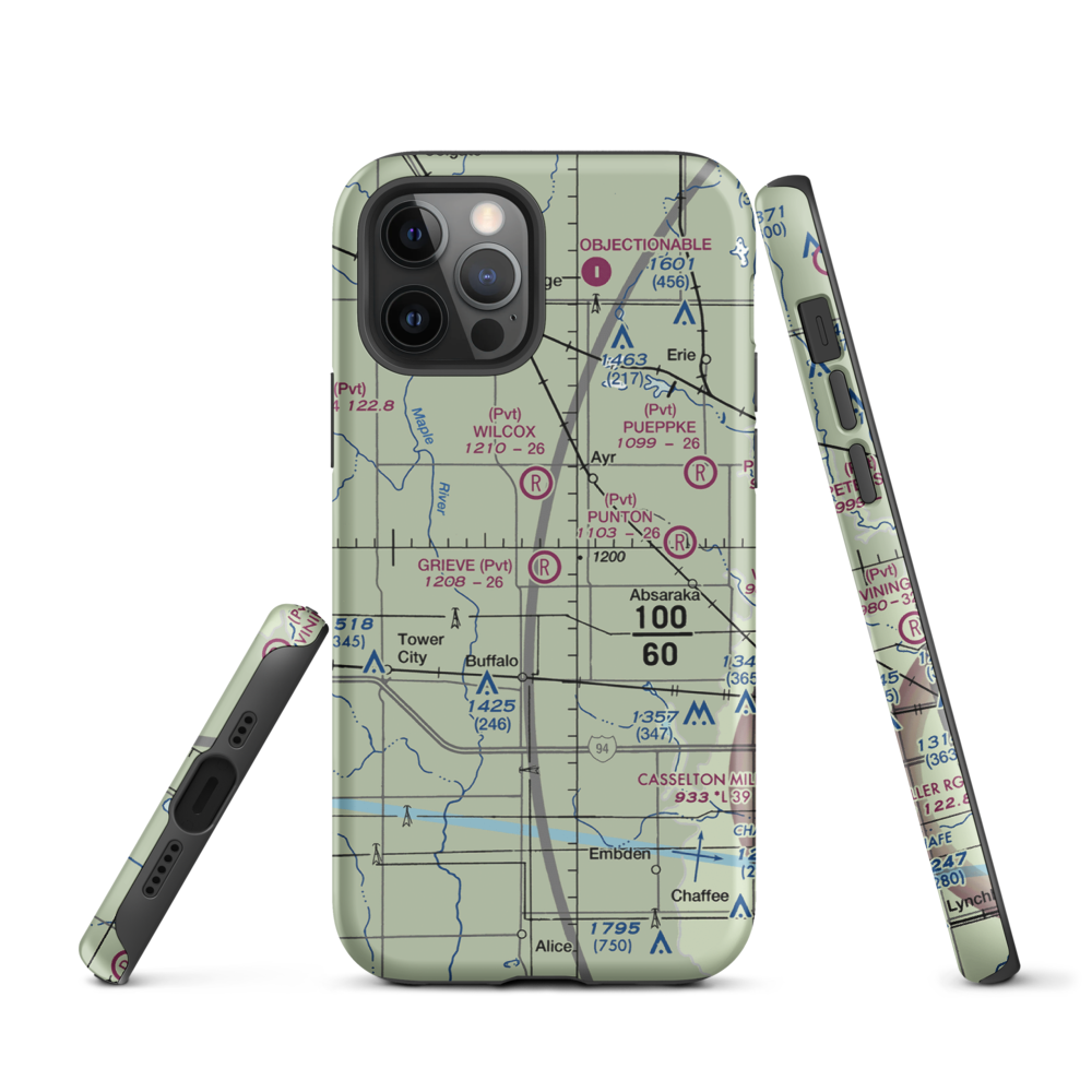 Grieve Airport (ND59) VFR Sectional  Tough iPhone Case iPhone 12 Pro model shown