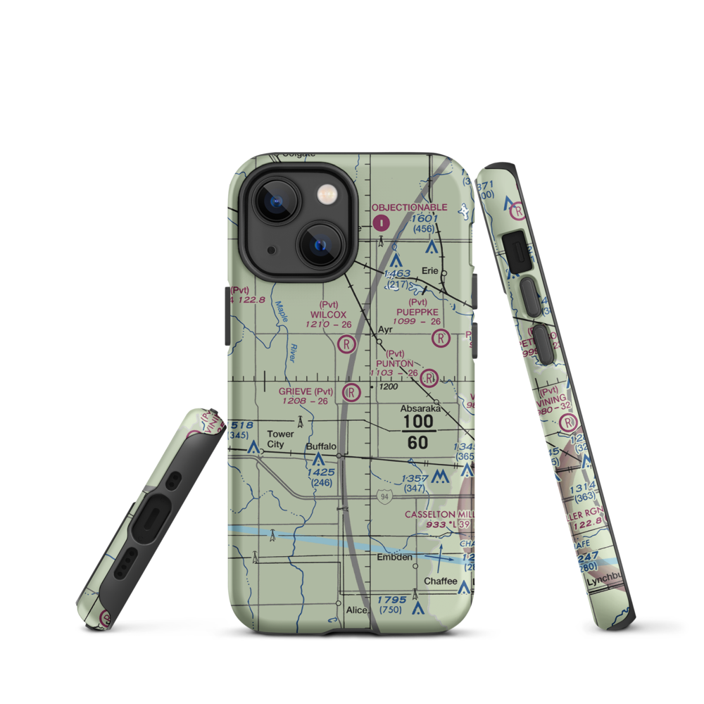 Grieve Airport (ND59) VFR Sectional  Tough iPhone Case iPhone 13 mini model shown