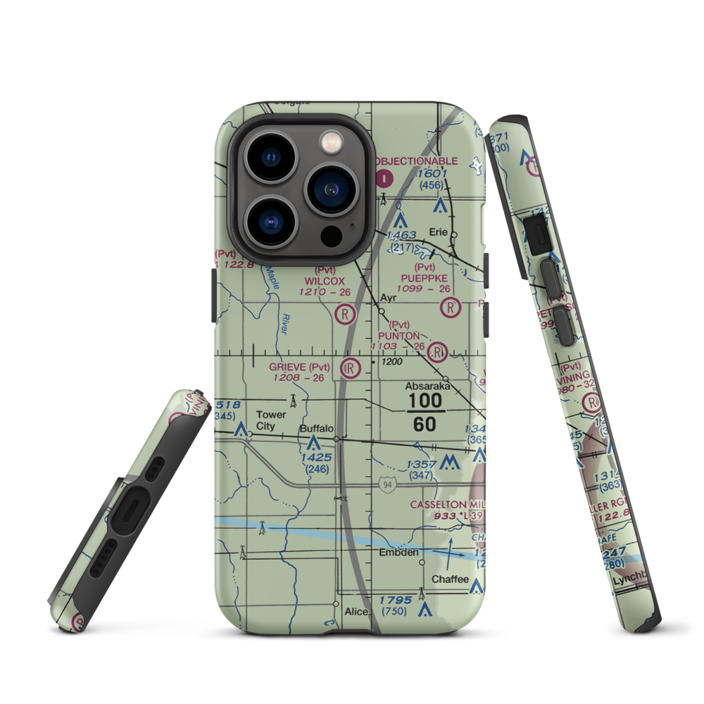 Grieve Airport (ND59) VFR Sectional  Tough iPhone Case iPhone 13 Pro model shown
