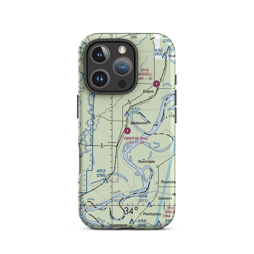 Griffin Agricultural Airport (24AR) VFR Sectional  Tough iPhone Case iPhone 16 Pro model shown
