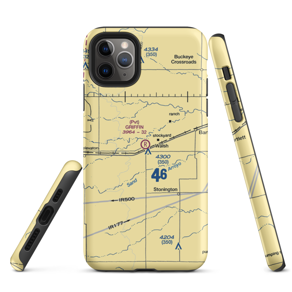 Griffin Field (4CO3) VFR Sectional  Tough iPhone Case iPhone 11 Pro Max model shown