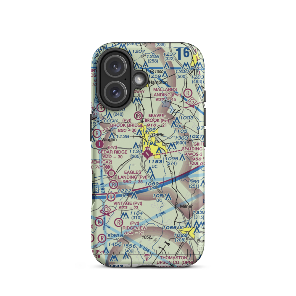Griffin Spalding County Airport (6A2) VFR Sectional  Tough iPhone Case iPhone 16 model shown