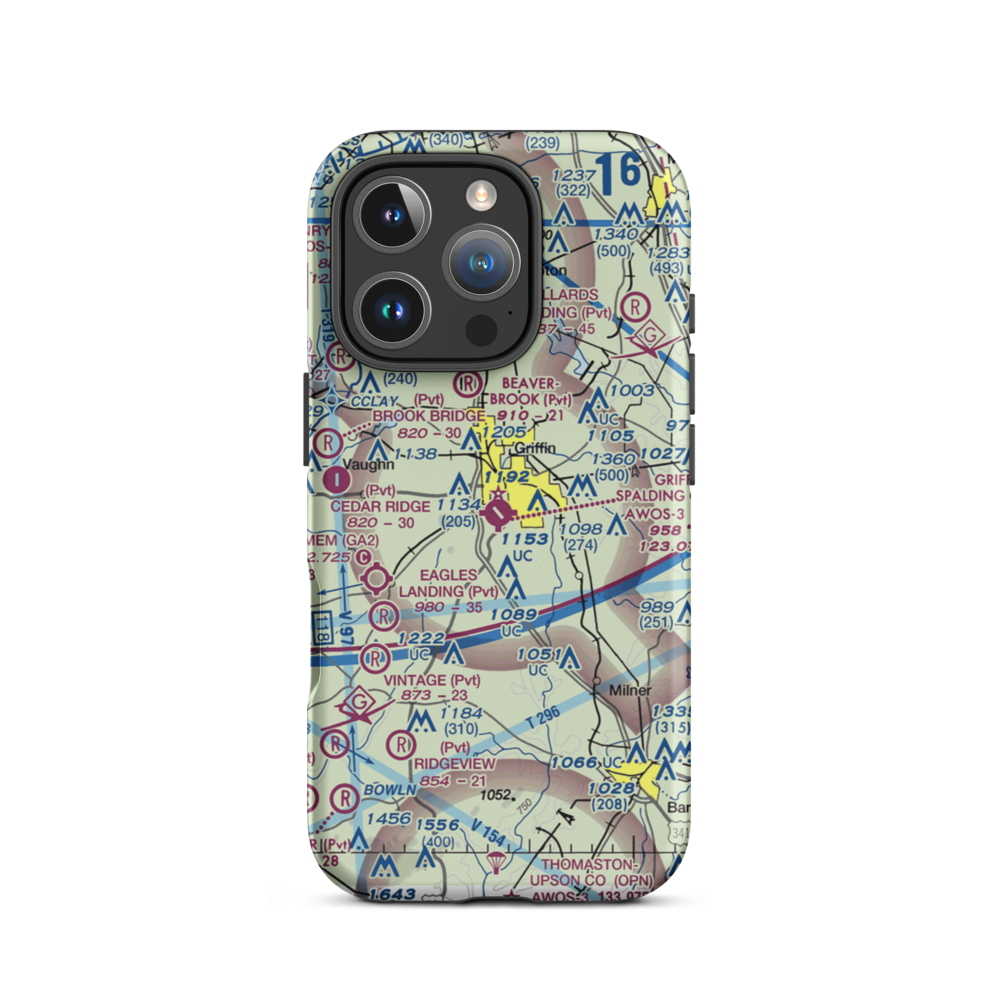 Griffin Spalding County Airport (6A2) VFR Sectional  Tough iPhone Case iPhone 16 Pro model shown