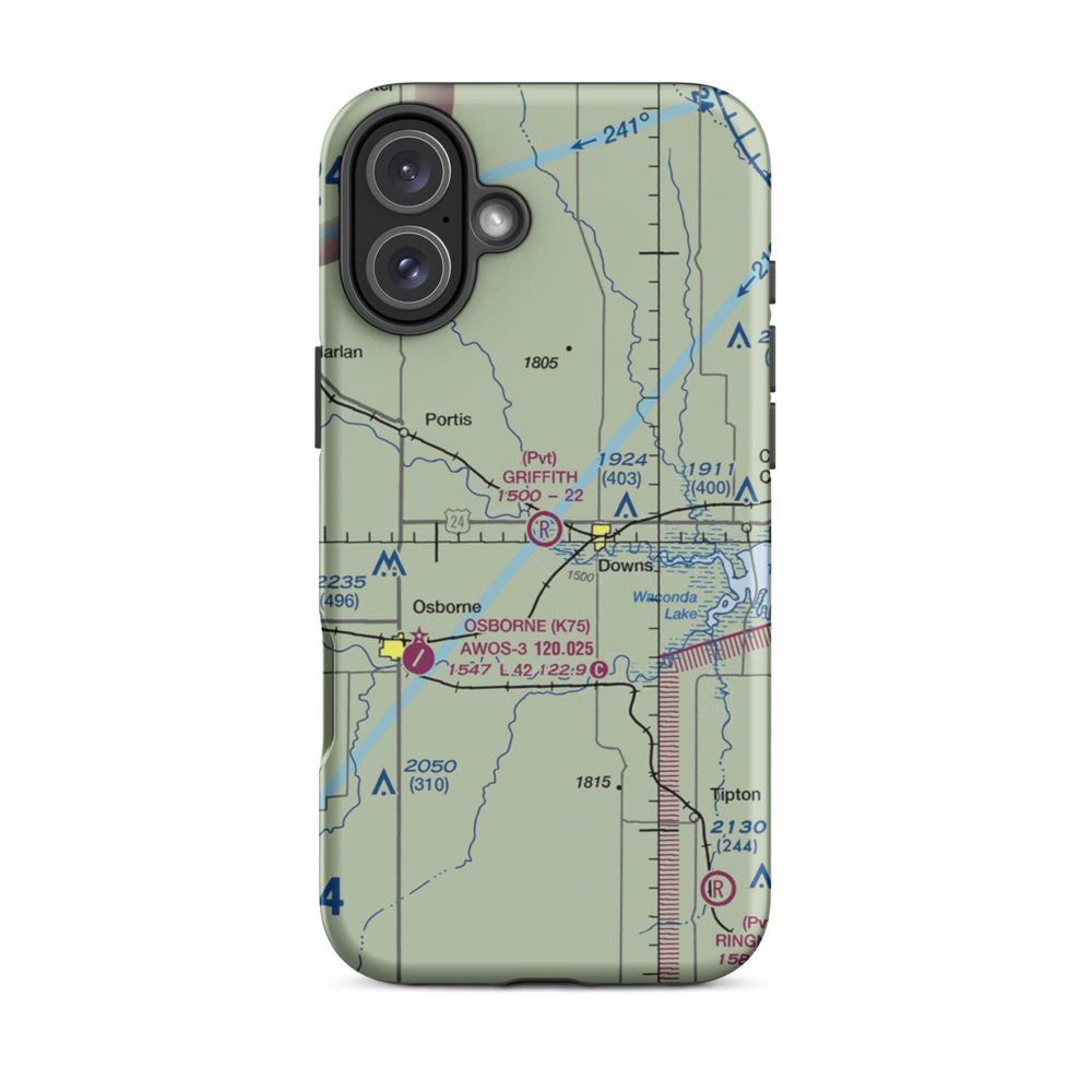 Griffith Field (65KS) VFR Sectional  Tough iPhone Case iPhone 16 Plus model shown