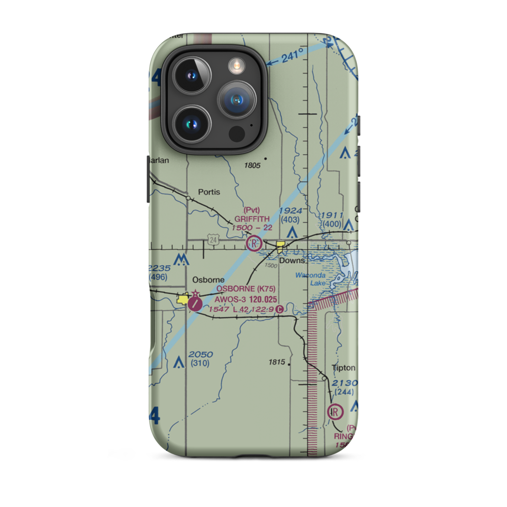 Griffith Field (65KS) VFR Sectional  Tough iPhone Case iPhone 16 Pro Max model shown