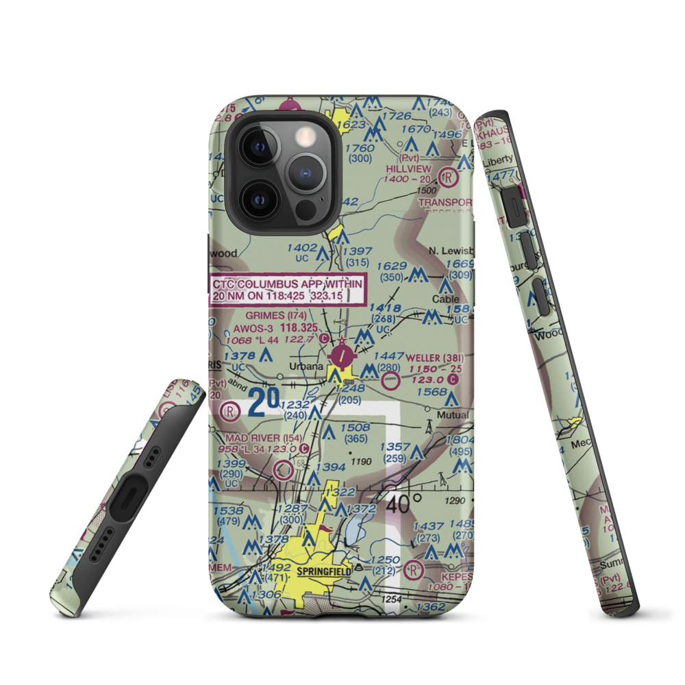 Grimes Field (I74) VFR Sectional  Tough iPhone Case iPhone 12 Pro model shown