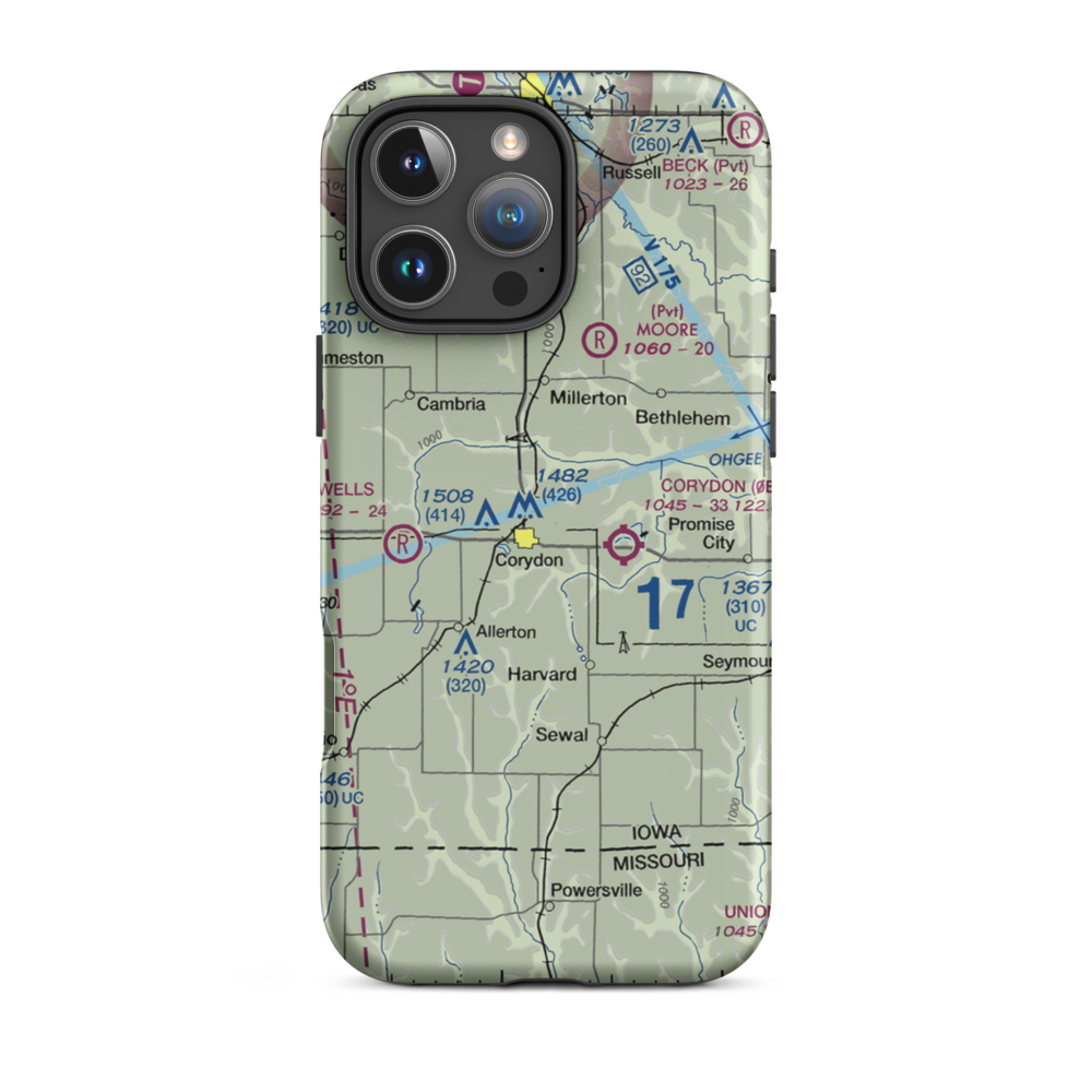 Grismore Airport (IA07) VFR Sectional  Tough iPhone Case iPhone 16 Pro Max model shown