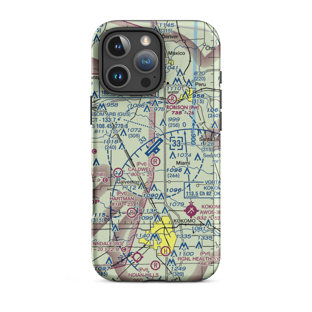 Grissom Air Reserve Base (GUS) VFR Sectional  Tough iPhone Case iPhone 16 Pro Max model shown