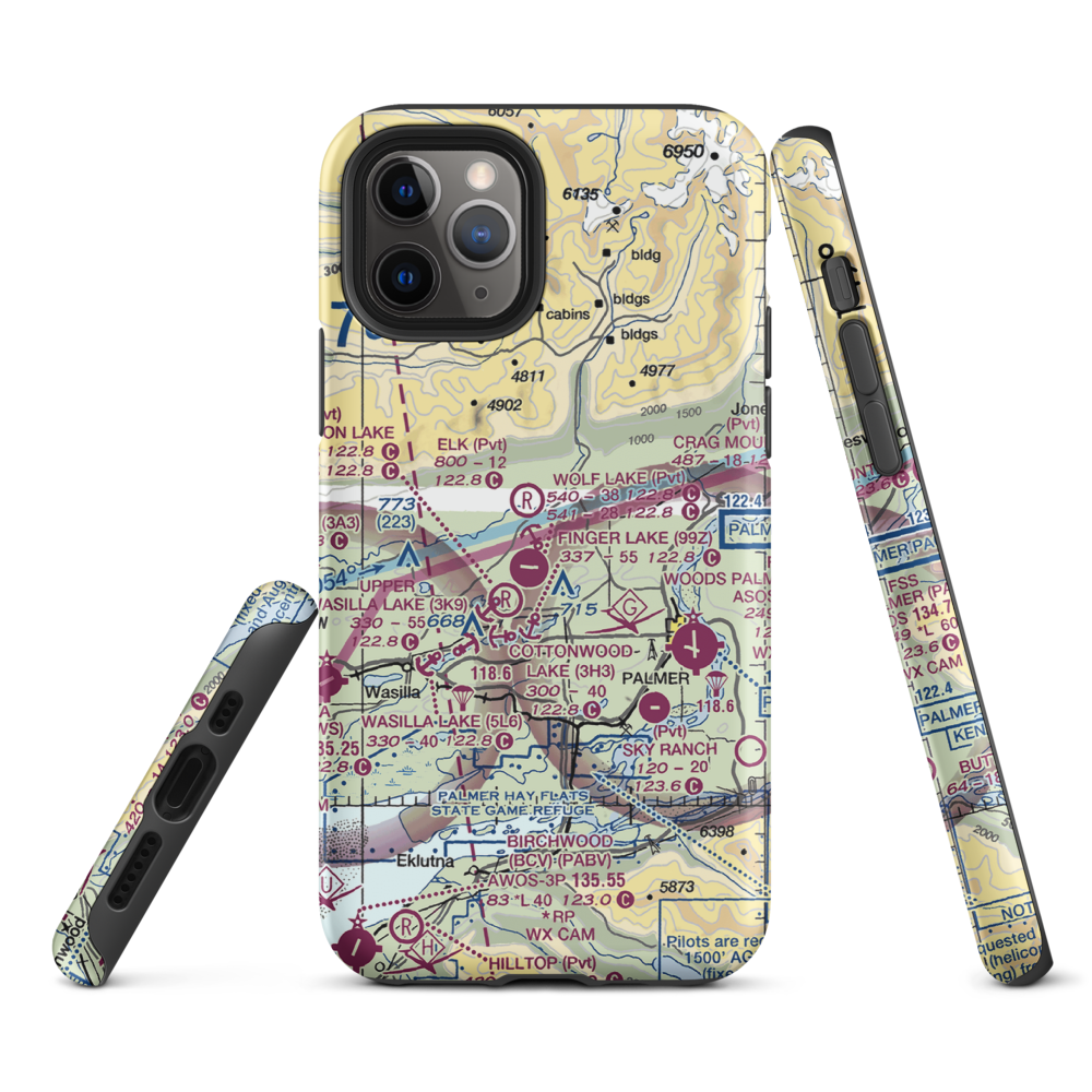 Grouse Ridge Airport (AK93) VFR Sectional  Tough iPhone Case iPhone 11 Pro model shown
