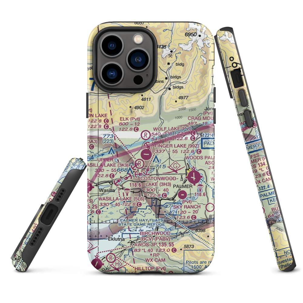 Grouse Ridge Airport (AK93) VFR Sectional  Tough iPhone Case iPhone 13 Pro Max model shown