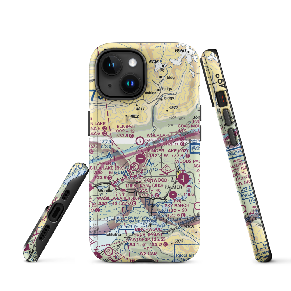 Grouse Ridge Airport (AK93) VFR Sectional  Tough iPhone Case iPhone 15 model shown