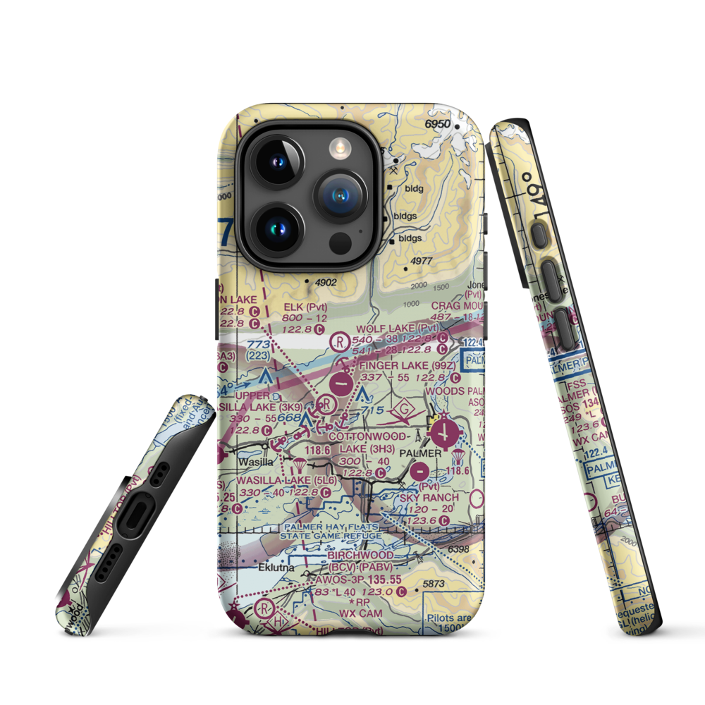 Grouse Ridge Airport (AK93) VFR Sectional  Tough iPhone Case iPhone 15 Pro model shown