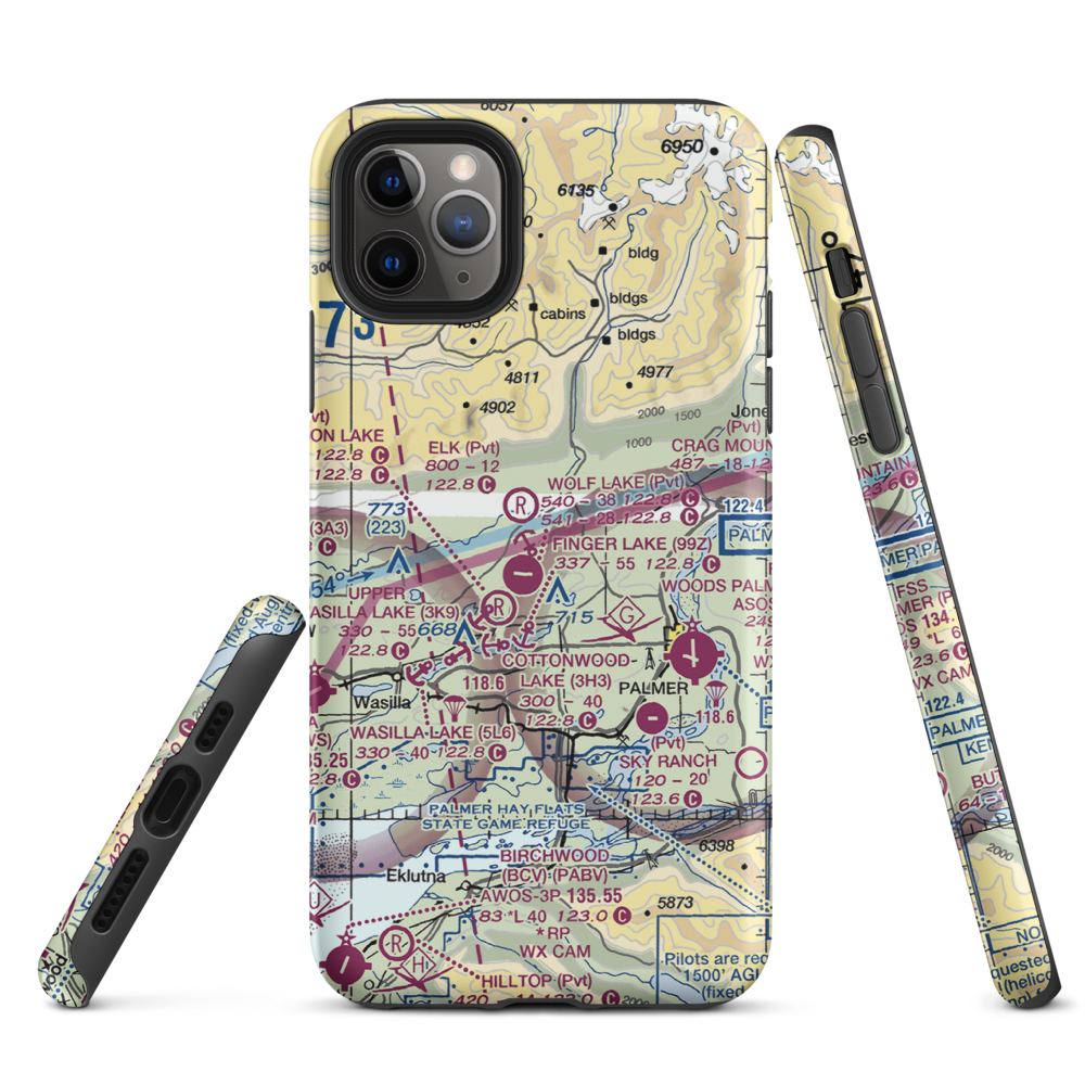 Grouse Ridge Airport (AK93) VFR Sectional  Tough iPhone Case iPhone 11 Pro Max model shown