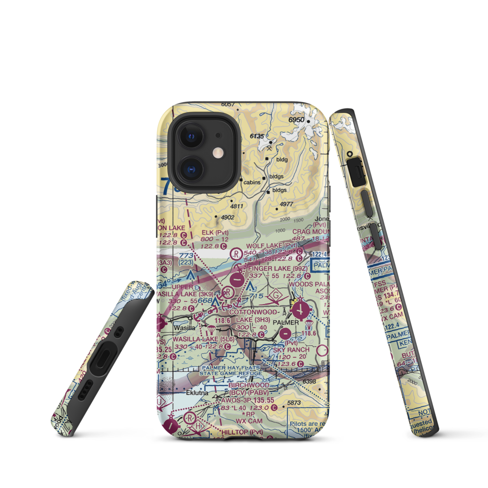 Grouse Ridge Airport (AK93) VFR Sectional  Tough iPhone Case iPhone 12 mini model shown