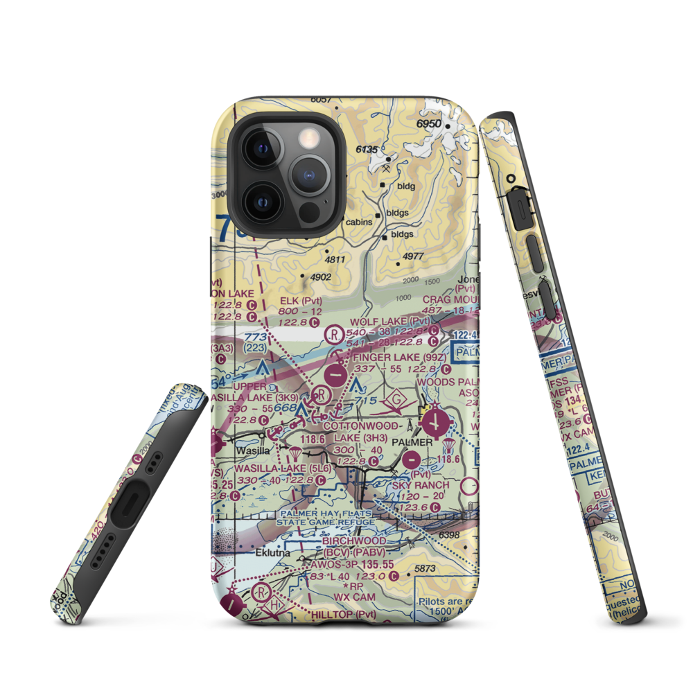 Grouse Ridge Airport (AK93) VFR Sectional  Tough iPhone Case iPhone 12 Pro model shown