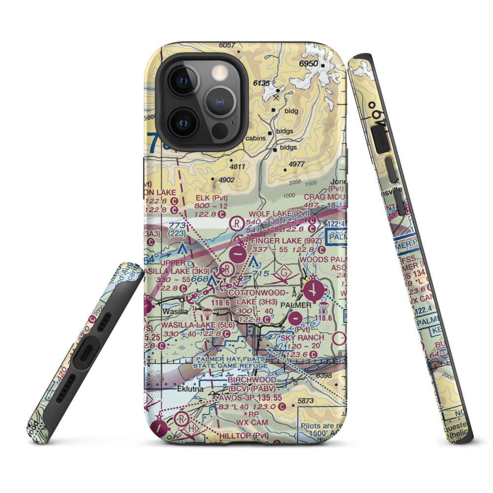 Grouse Ridge Airport (AK93) VFR Sectional  Tough iPhone Case iPhone 12 Pro Max model shown