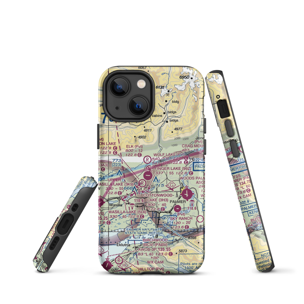 Grouse Ridge Airport (AK93) VFR Sectional  Tough iPhone Case iPhone 13 mini model shown