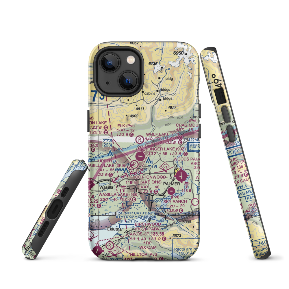 Grouse Ridge Airport (AK93) VFR Sectional  Tough iPhone Case iPhone 13 model shown