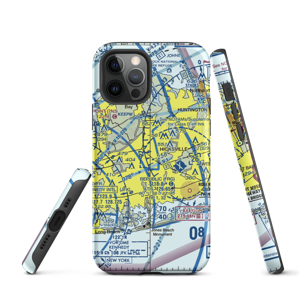 Grumman Bethpage Airport (BPA) VFR Sectional  Tough iPhone Case iPhone 12 Pro model shown