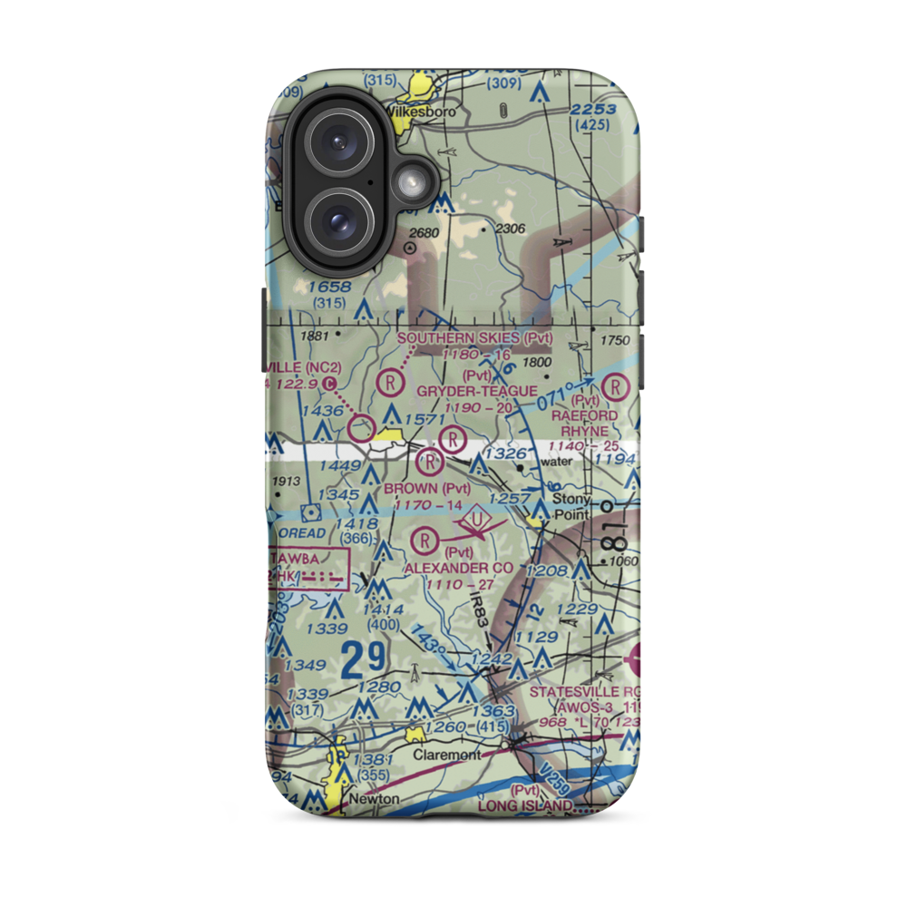 Gryder-Teague Airport (NC58) VFR Sectional  Tough iPhone Case iPhone 16 Plus model shown