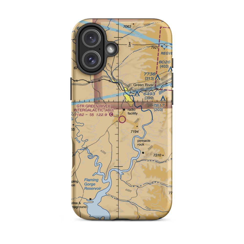 Gtr Green River Intergalactic Spaceport Airport (48U) VFR Sectional  Tough iPhone Case iPhone 16 Plus model shown