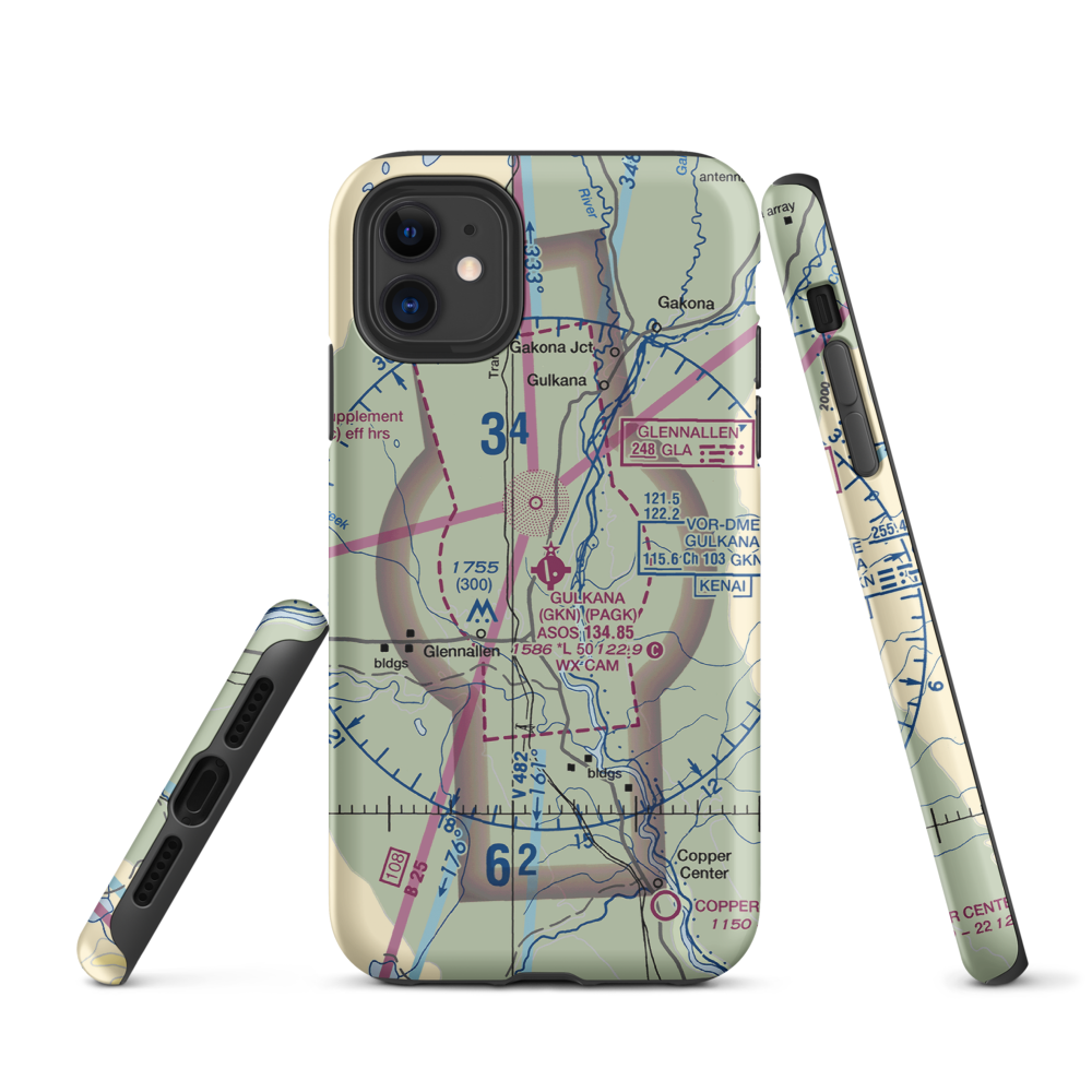 Gulkana Airport (GKN) VFR Sectional  Tough iPhone Case iPhone 11 model shown