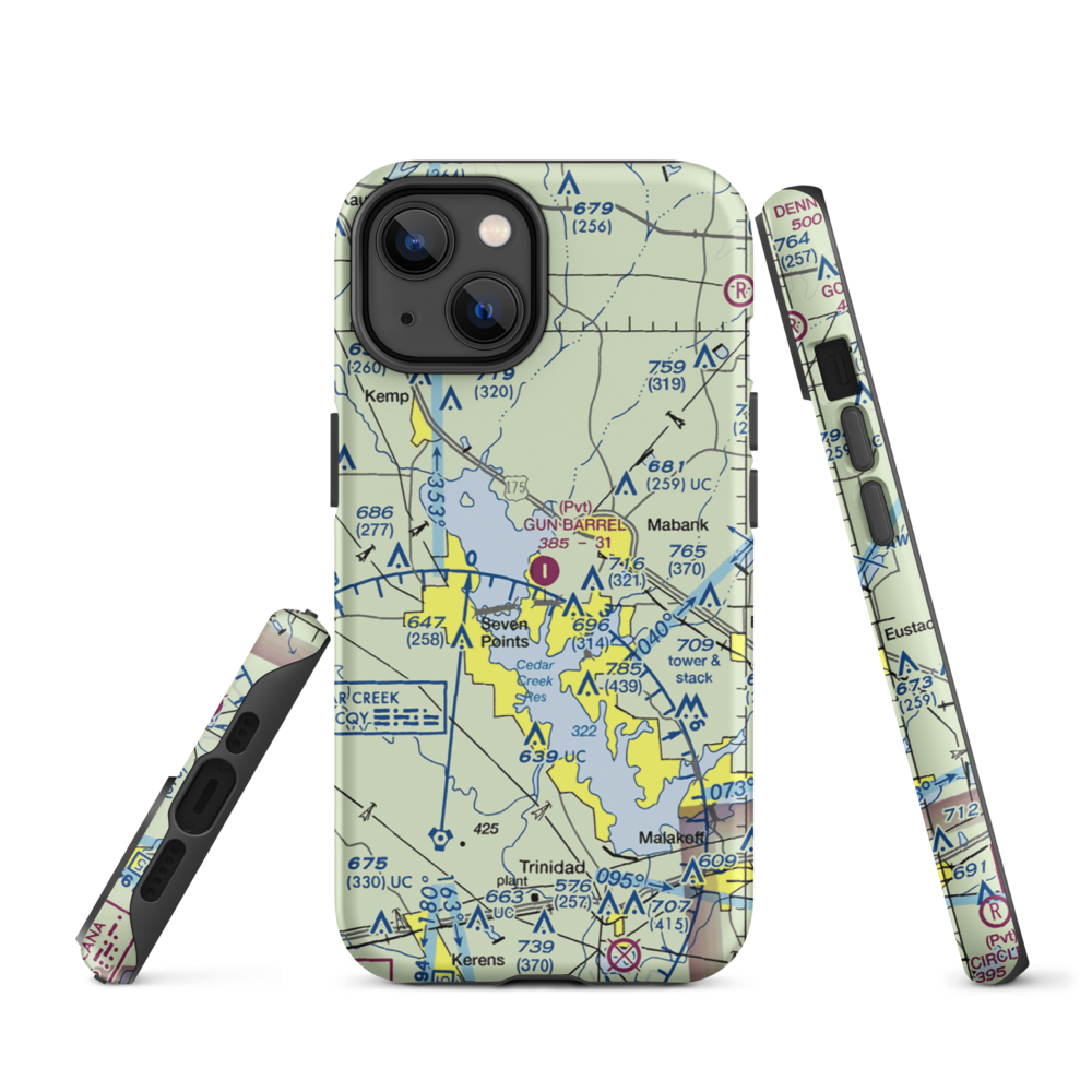 Gun Barrel City Airpark (74xa) VFR Sectional  Tough iPhone Case iPhone 14 model shown