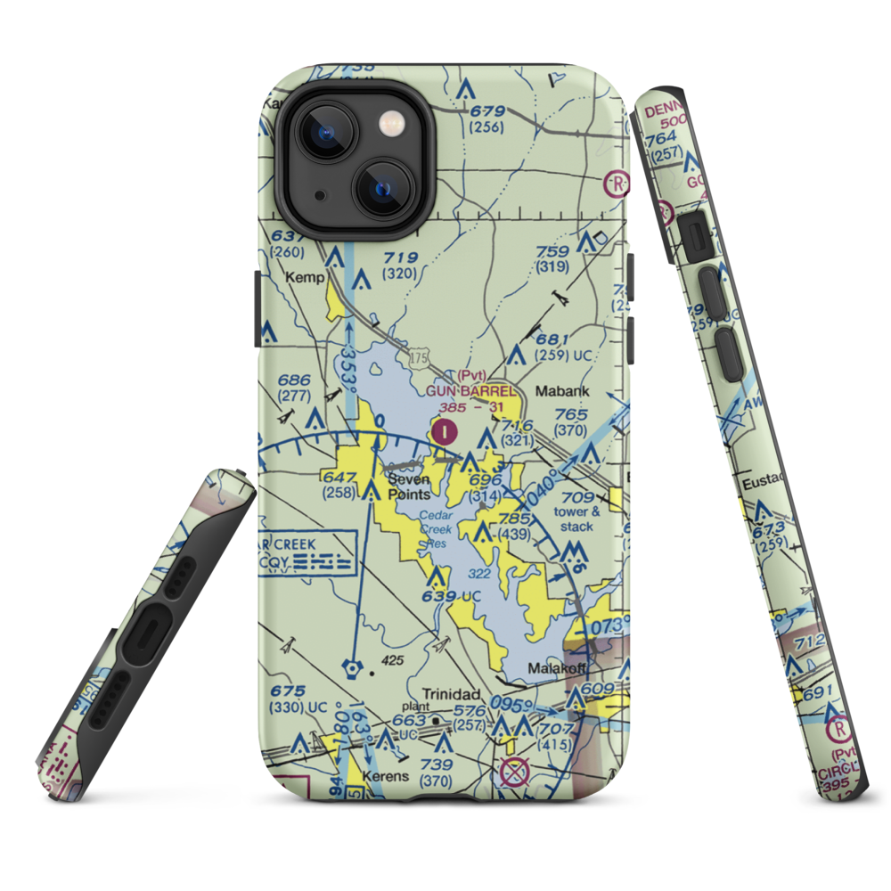 Gun Barrel City Airpark (74xa) VFR Sectional  Tough iPhone Case iPhone 14 Plus model shown