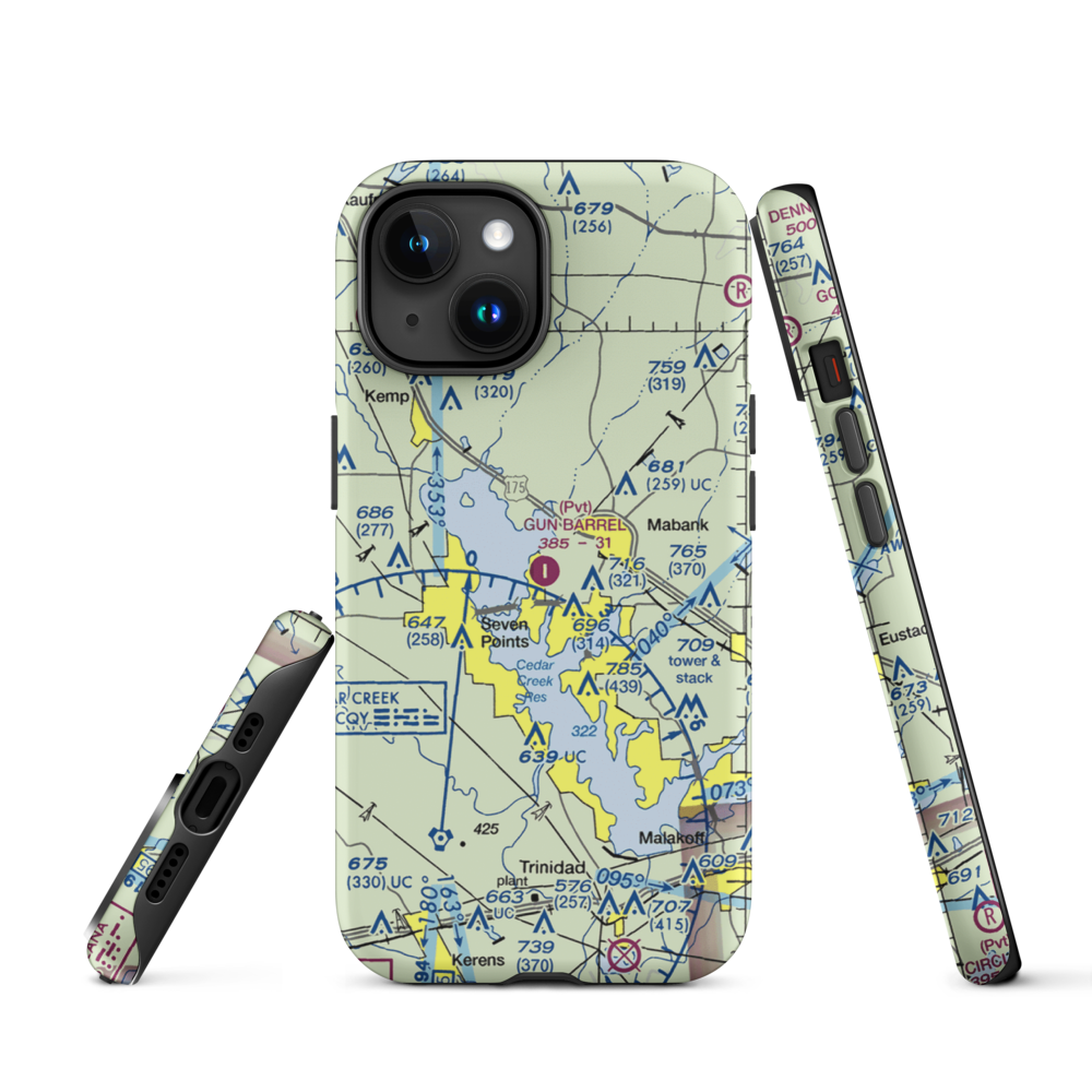 Gun Barrel City Airpark (74xa) VFR Sectional  Tough iPhone Case iPhone 15 model shown