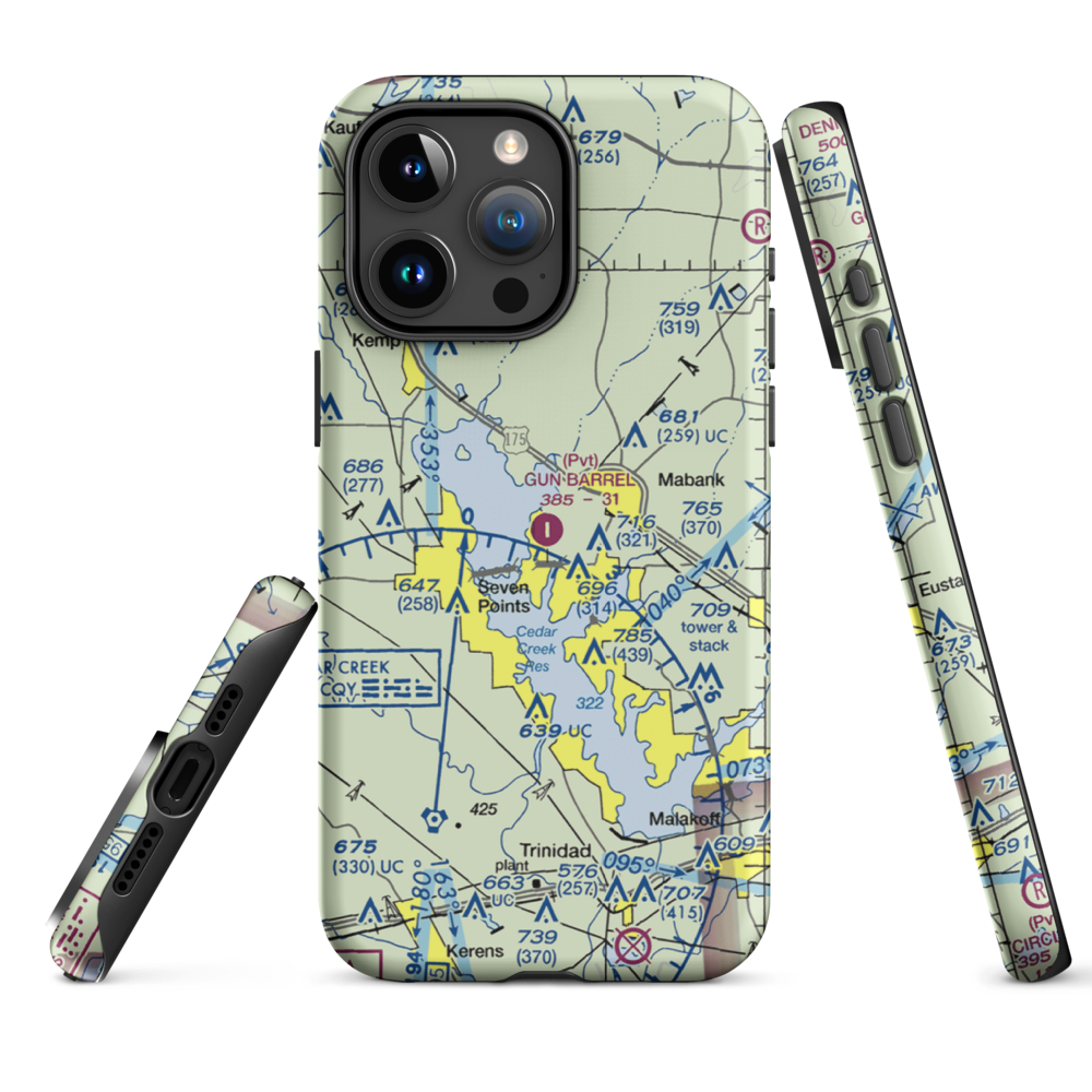 Gun Barrel City Airpark (74xa) VFR Sectional  Tough iPhone Case iPhone 15 Pro Max model shown