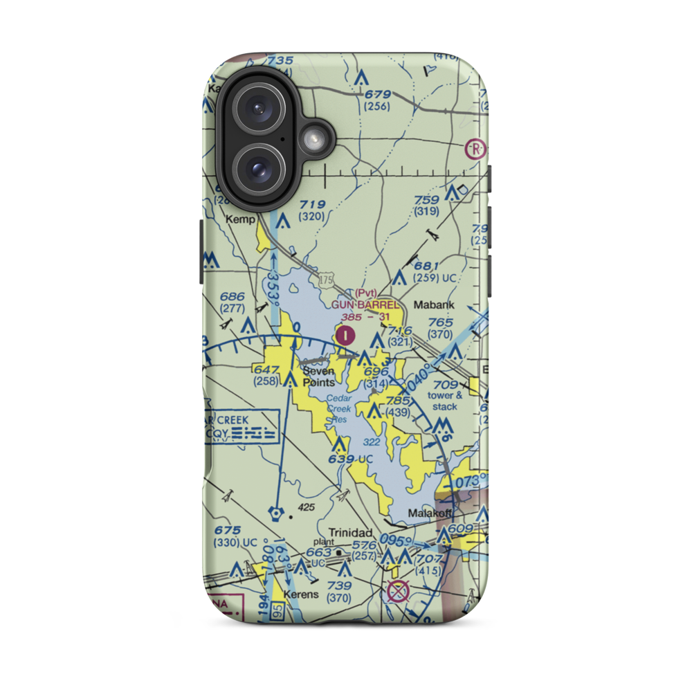 Gun Barrel City Airpark (74xa) VFR Sectional  Tough iPhone Case iPhone 16 Plus model shown