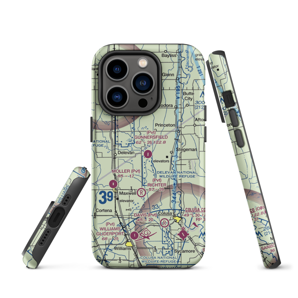 Gunnersfield Ranch Airport (71CL) VFR Sectional  Tough iPhone Case iPhone 14 Pro model shown