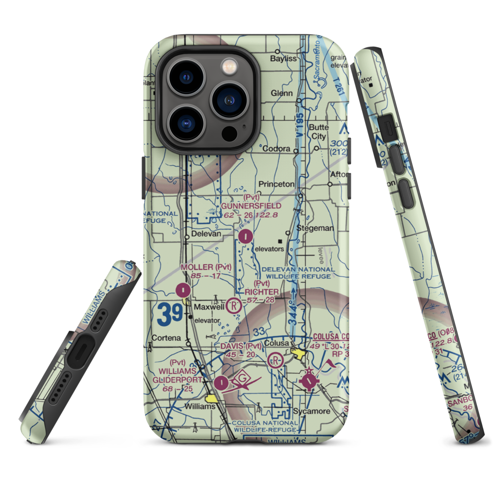 Gunnersfield Ranch Airport (71CL) VFR Sectional  Tough iPhone Case iPhone 14 Pro Max model shown