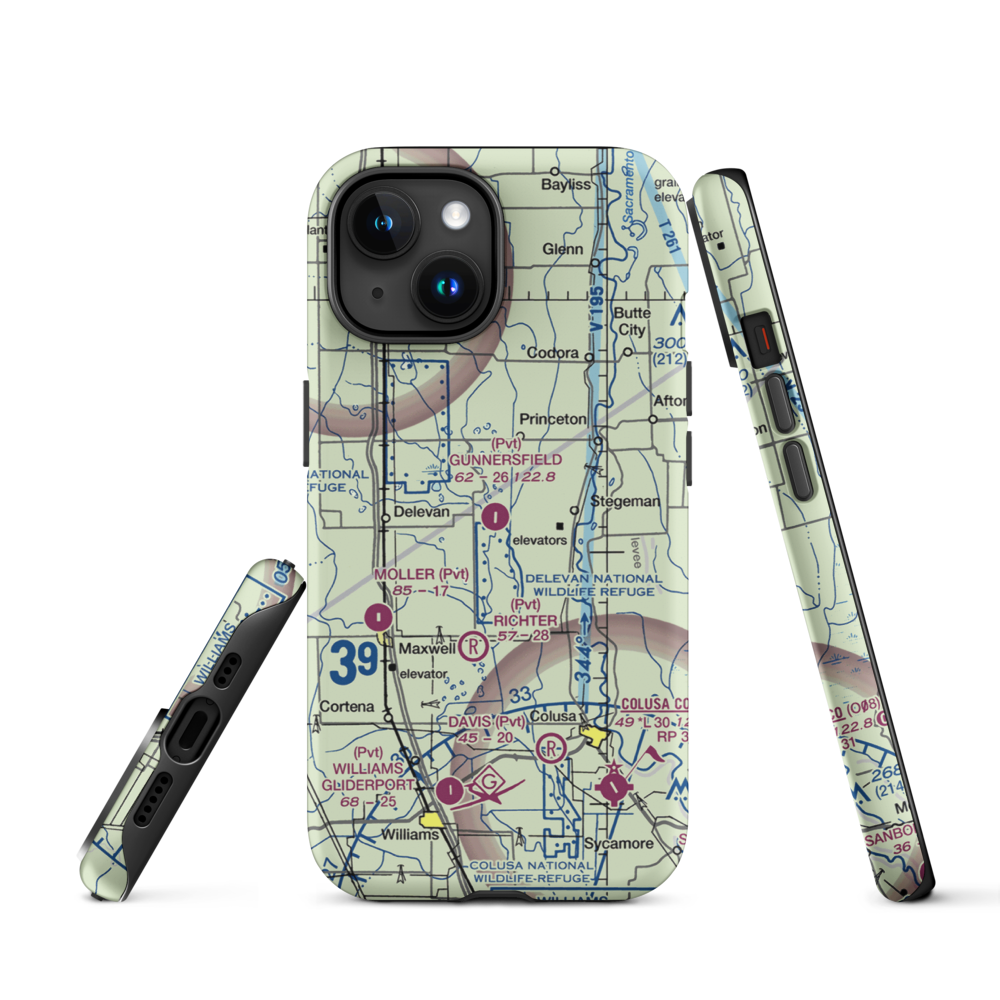 Gunnersfield Ranch Airport (71CL) VFR Sectional  Tough iPhone Case iPhone 15 model shown