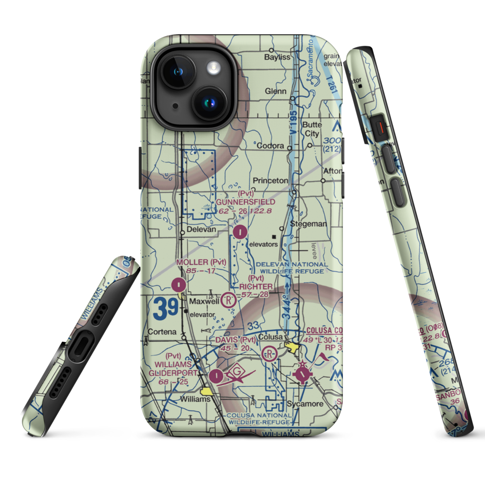 Gunnersfield Ranch Airport (71CL) VFR Sectional  Tough iPhone Case iPhone 15 Plus model shown