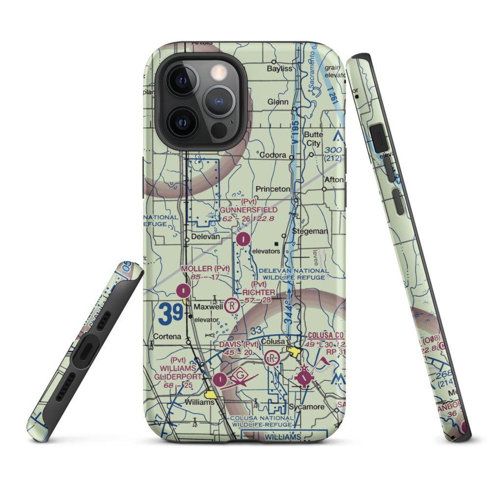 Gunnersfield Ranch Airport (71CL) VFR Sectional  Tough iPhone Case iPhone 12 Pro Max model shown